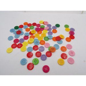 87 Assorted Color Shirt Buttons 4 hole 5/8" diam Plastic Rim on edge CF041